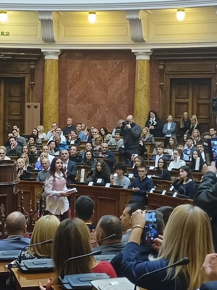 Змињак. Анђелина Тадић, децембра 2024. присуствовала додели награда у Народној скупштини Републике Србије као једна од три најуспешнија ученика из ликовне културе у Србији од петог до осмог разреда